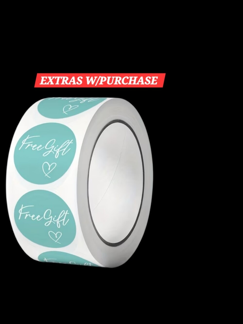 500ct. Aqua 'Free Gift' Round Sticker - Bonus 3 Random Polymailers